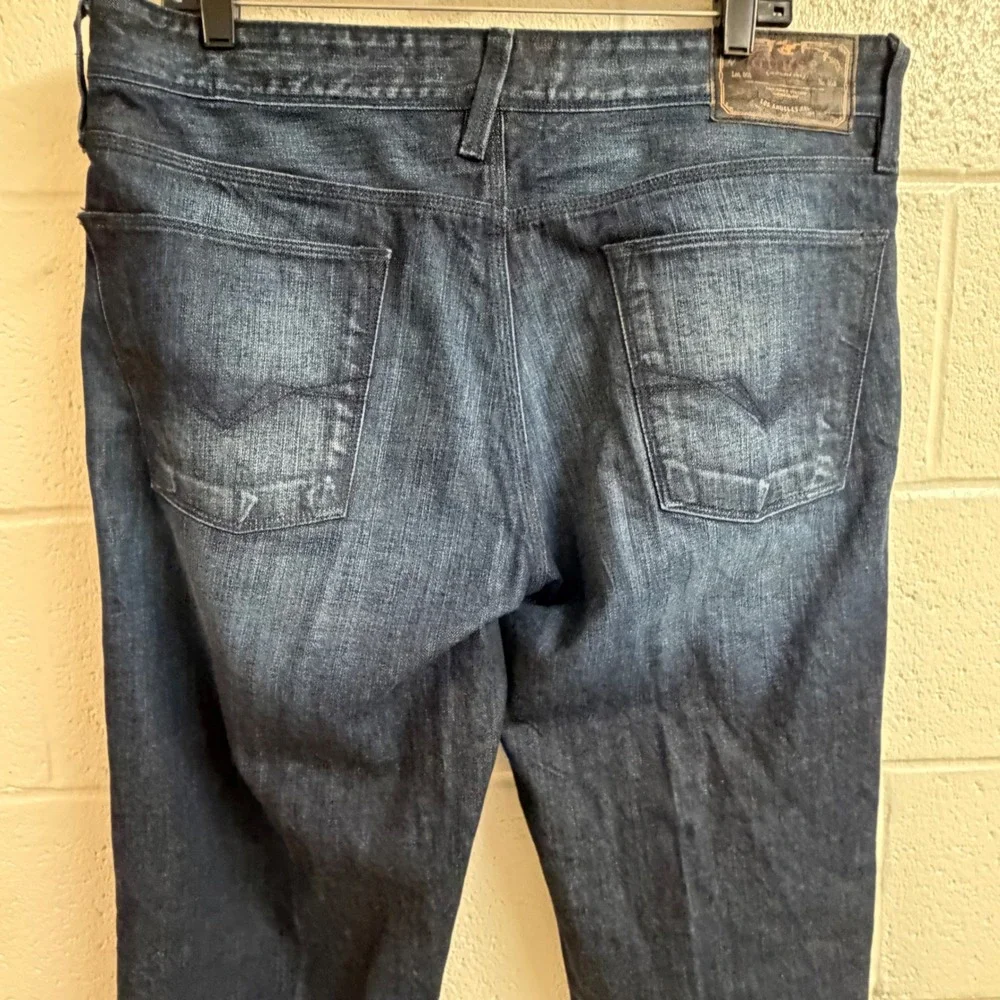 Guess Mens Lincoln Straight Denim Jeans 38x34 Wash Indigo Whiskered Classic Y2K